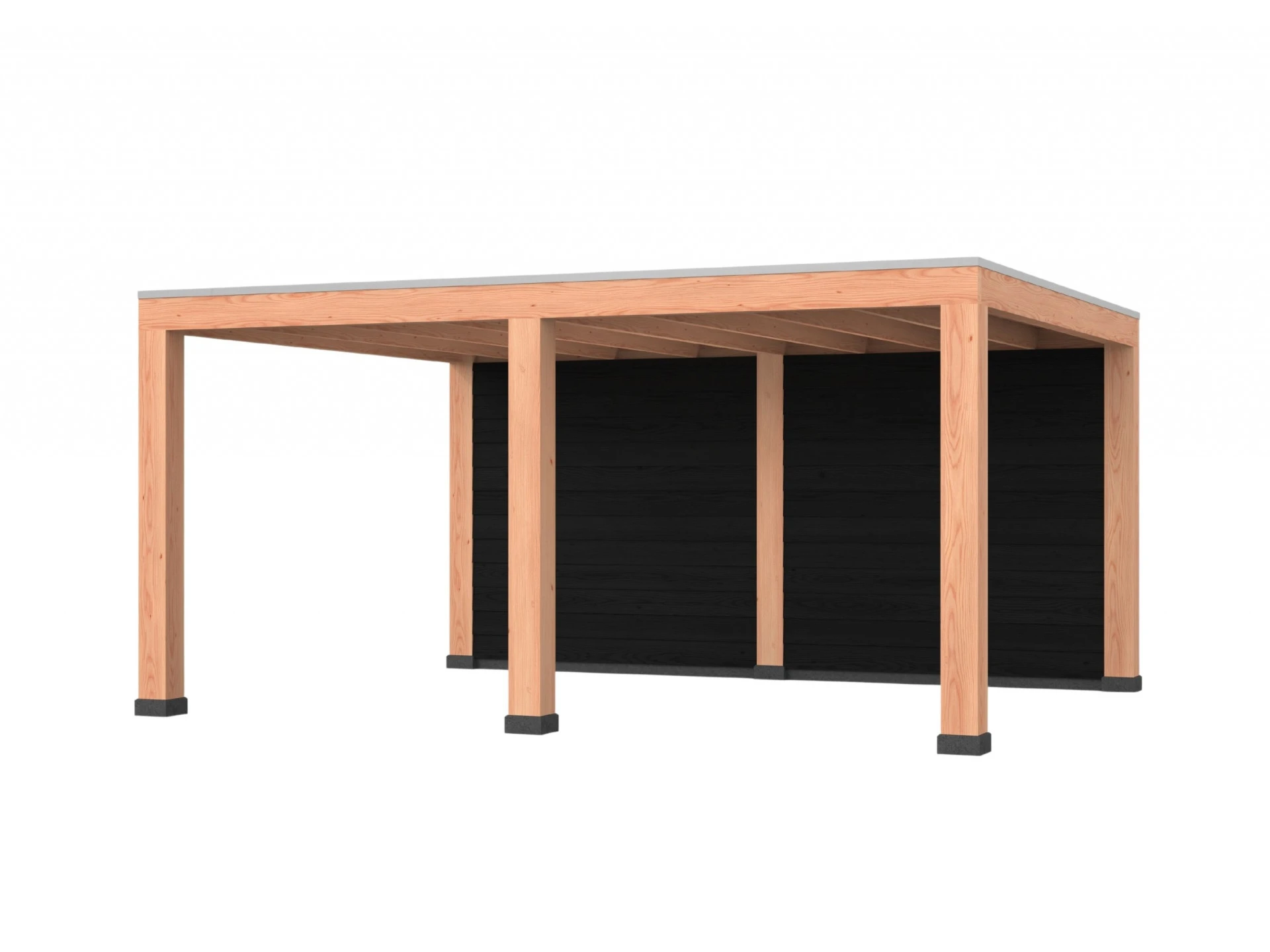 Douglas overkapping, 500 x 400, met achterwand, Westwood Robuust zwart - Afbeelding 1